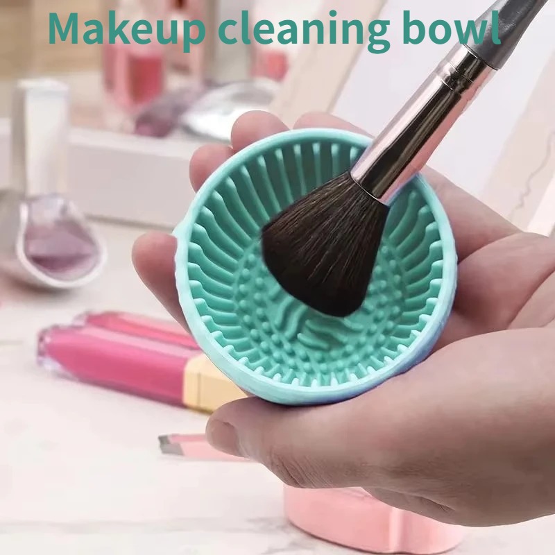 Blush Brush Kabuki - Soft Silicone Makeup Brush Cleaner Bowl