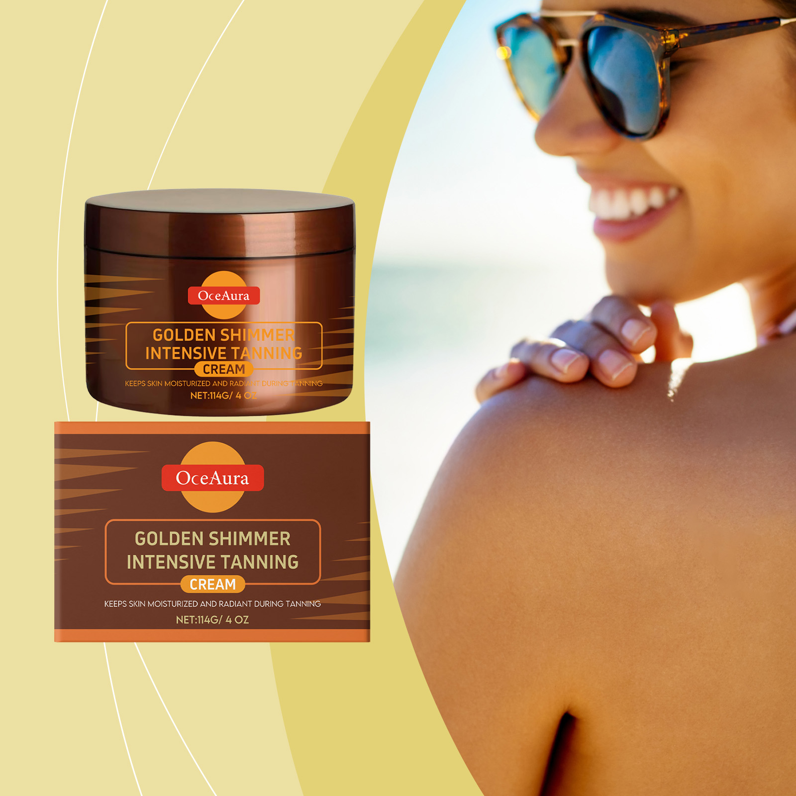 Body Shimmer Lotion - Oceaura Tanning Cream Anti-Ultraviolet Natural Body