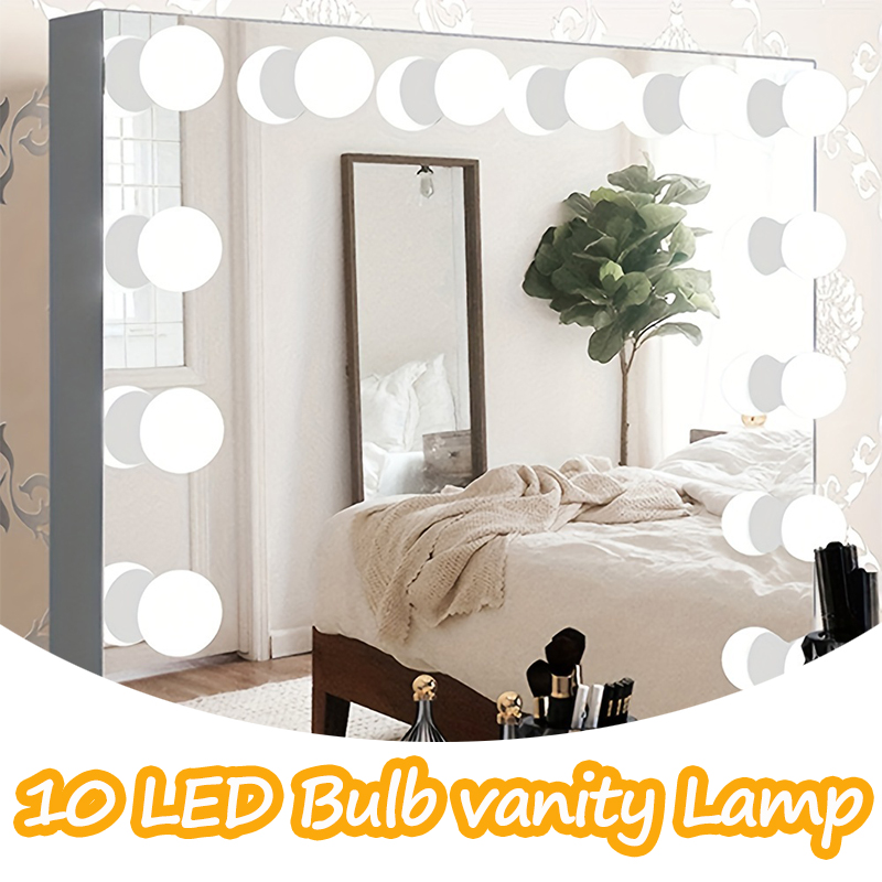 Beauty Makeup Light - 10LED Makeup Mirror Light Bulbs,Dimmable Vanity