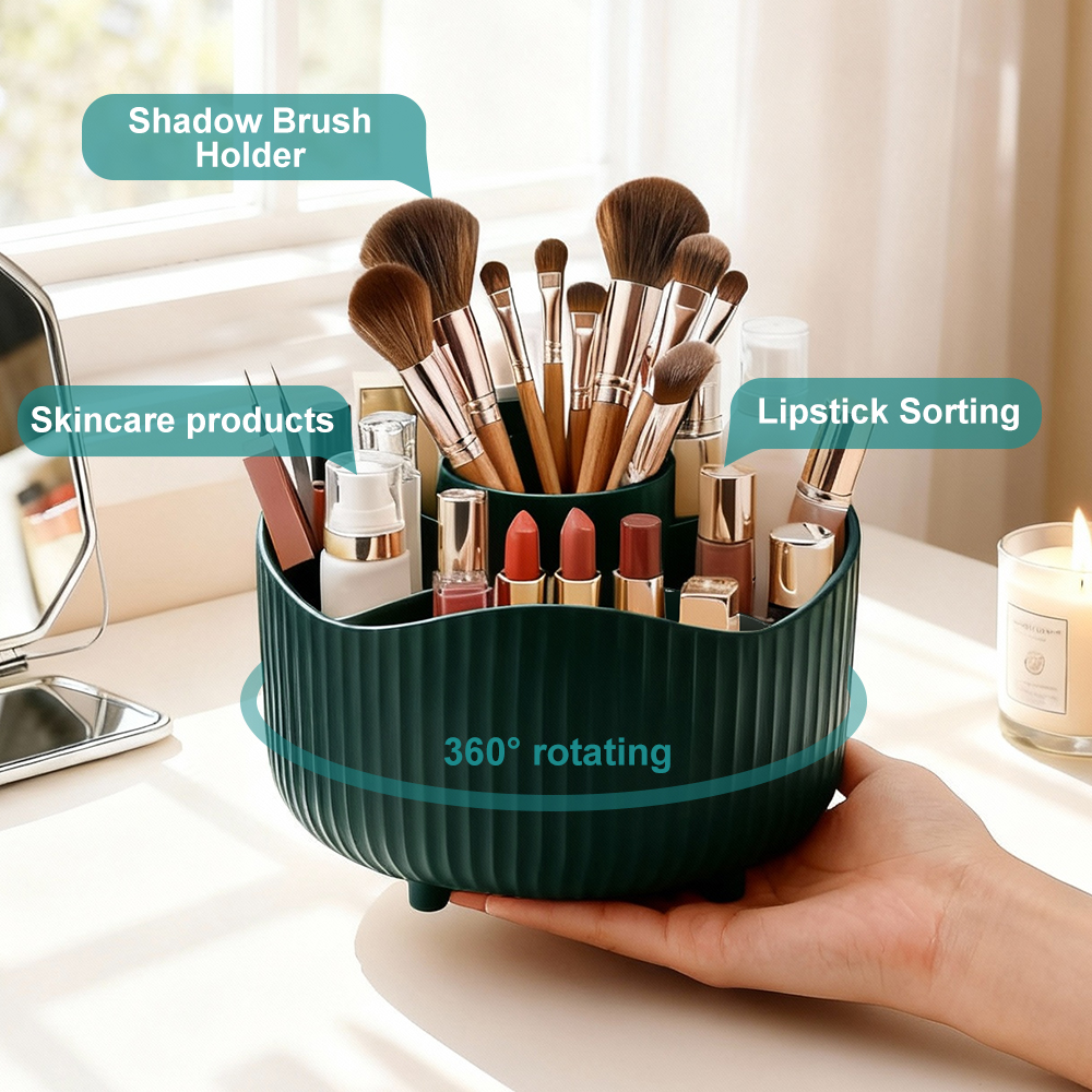 Beauty Makeup Box Set - 360° Rotating makeup Storage Box Desktop