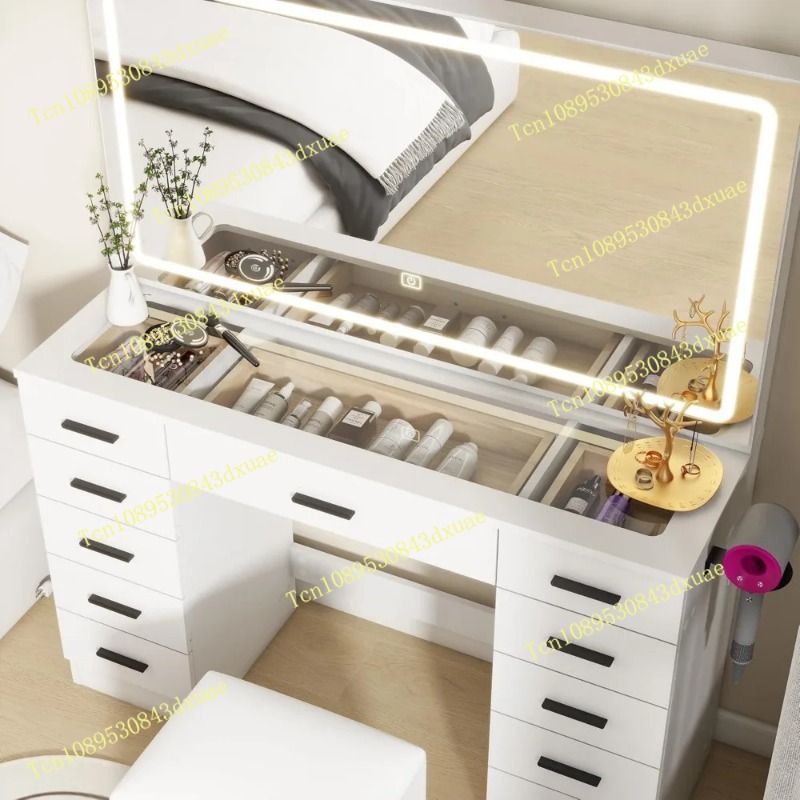 Beauty Makeup Light - Glass Top Makeup Table with Mirror