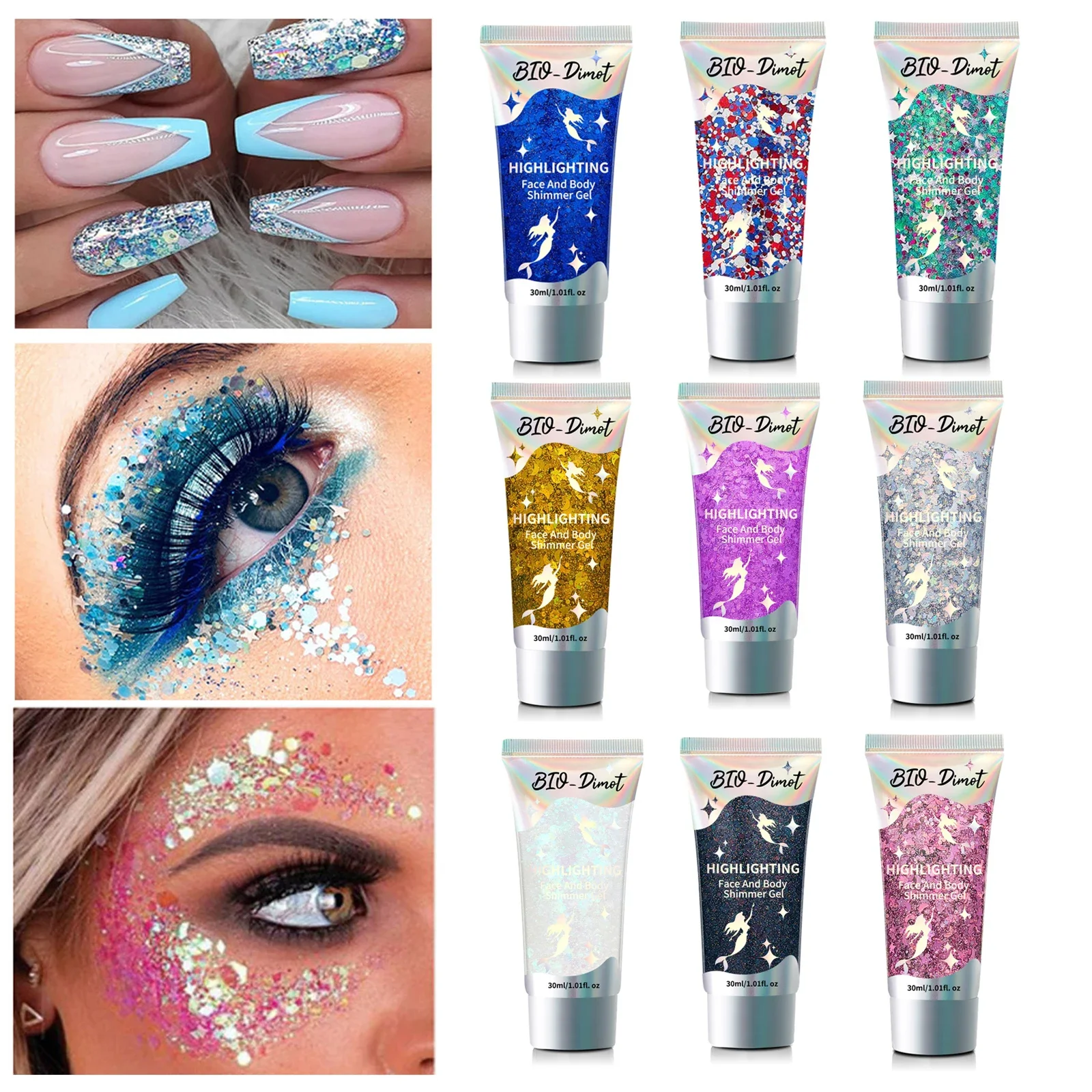 Body Shimmer Lotion - BIO-Dimot 30g Sparkling Shimmer Gel for