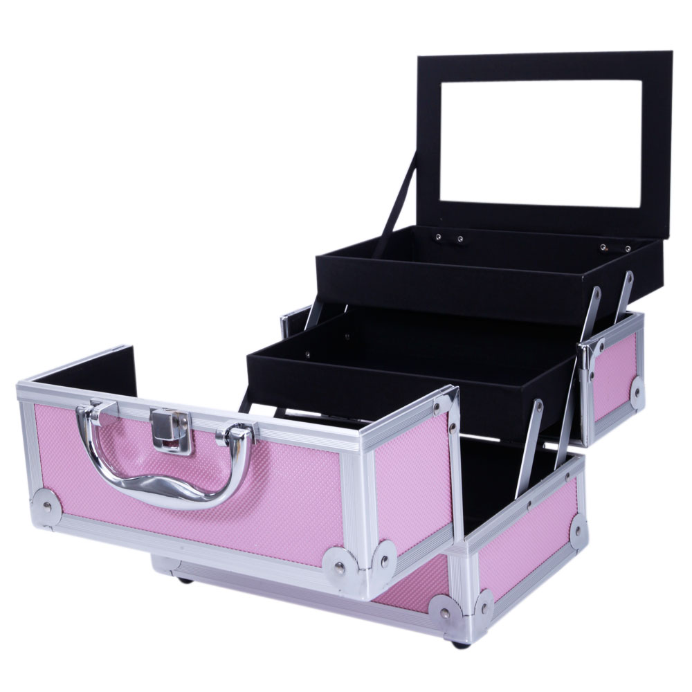 Pink Aluminum Alloy Makeup Cas - Beauty Makeup Box Set reseña y precio