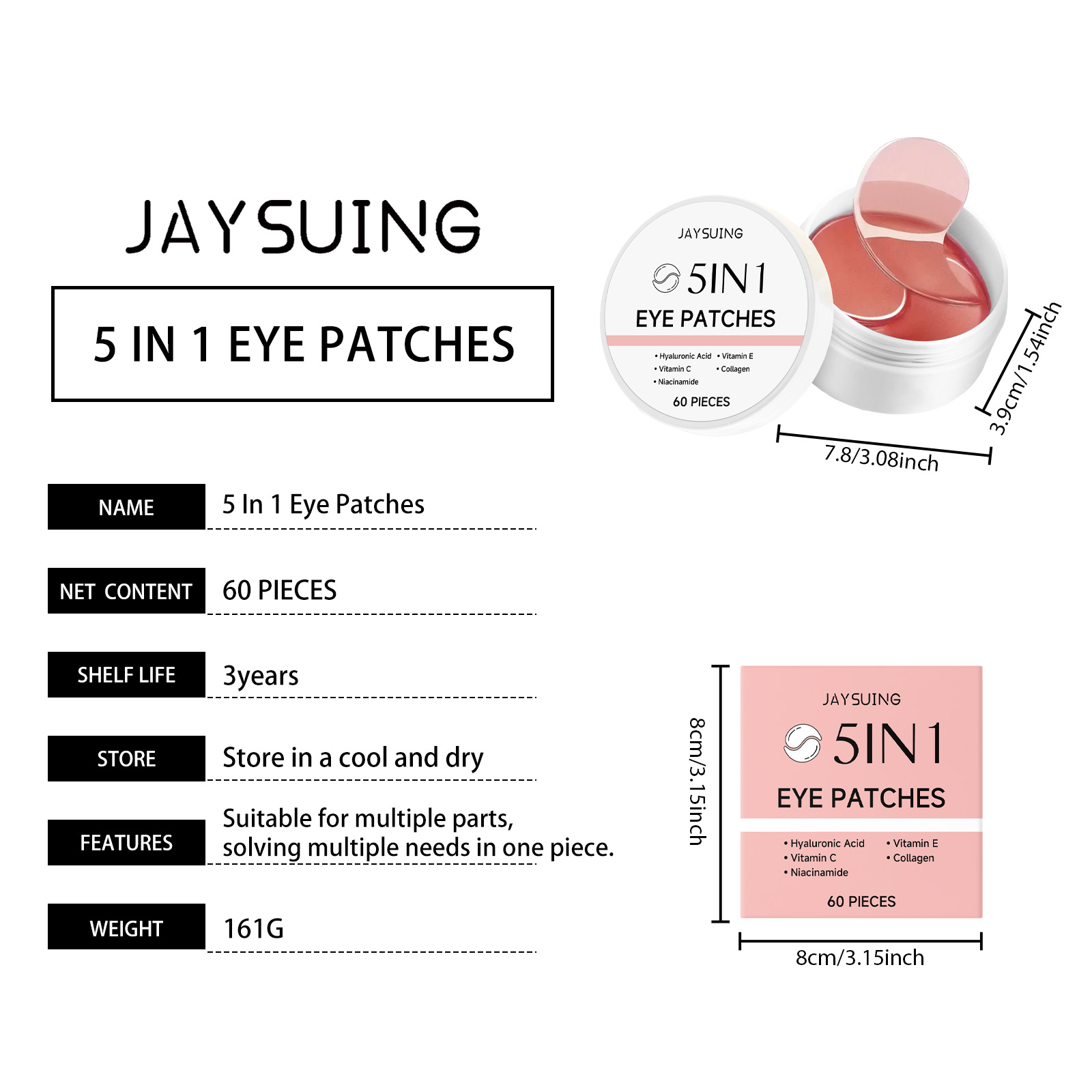 JAYSUING 5-in-1 under Eye Patc - Collagen Eye Patch reseña y precio