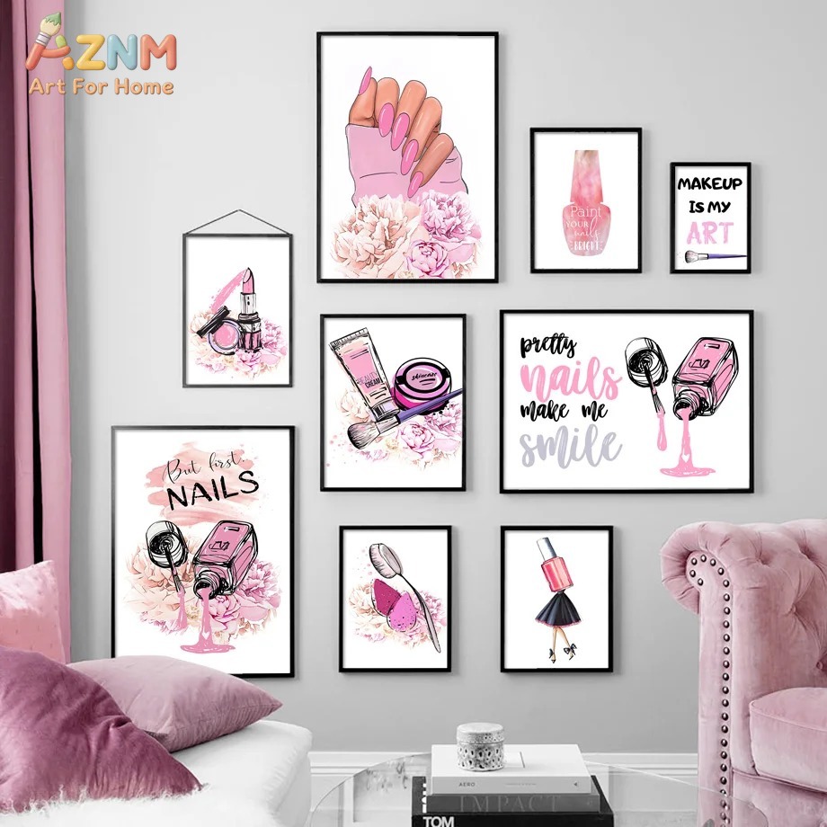 AZNM Pink Nail Makeup Canvas W - Beauty Makeup Quotes reseña y precio