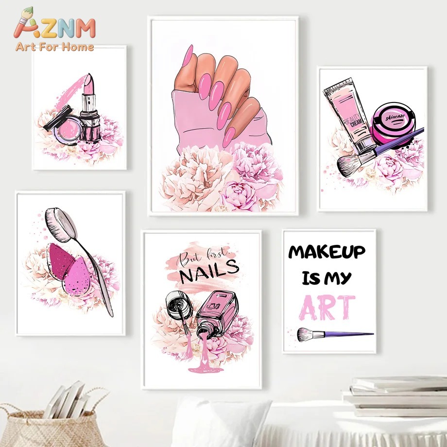 AZNM Pink Nail Makeup Canvas W - Beauty Makeup Quotes reseña y precio