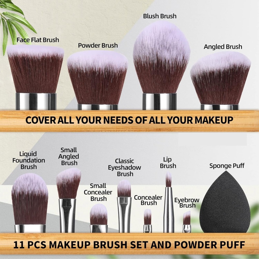 BS-MALL Makeup Brush Set 11Pcs - Blush Brush Kabuki reseña y precio