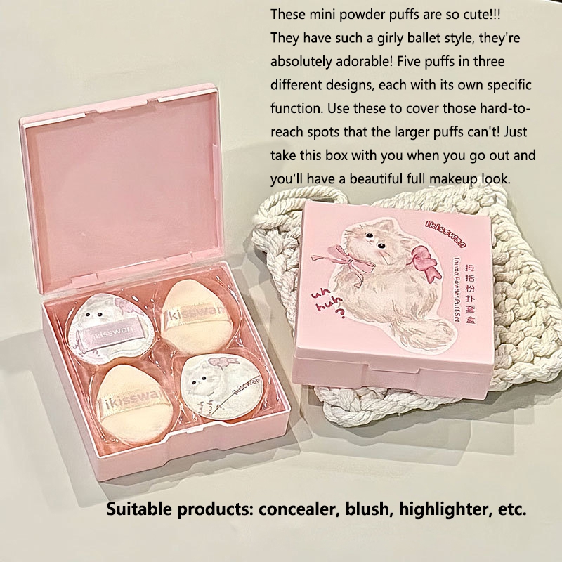 5Pcs Cute Mini Finger Puff Set - Beauty Makeup Box Set reseña y precio