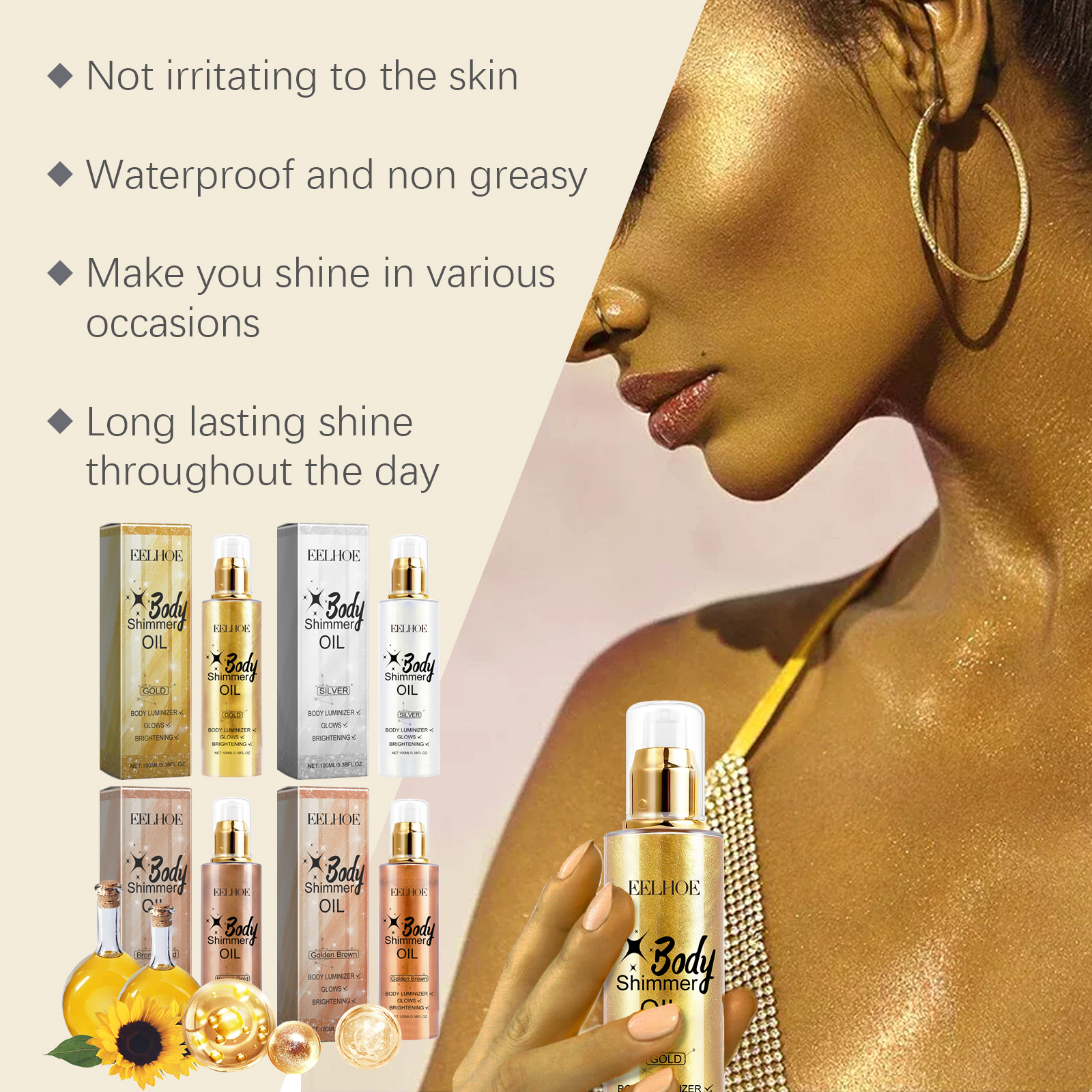Shimmer Body Oil Long Lasting  - Body Shimmer Lotion reseña y precio