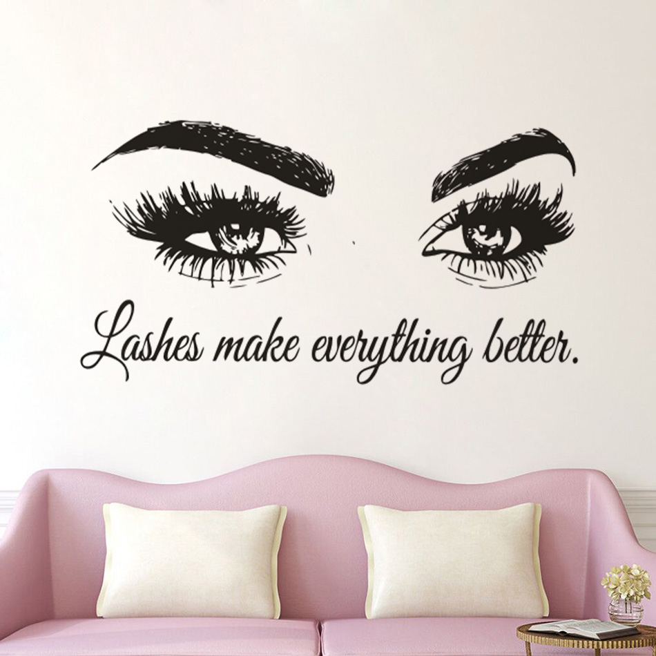 Eyelashes Vinyl Wall Decal Bea - Beauty Makeup Quotes reseña y precio