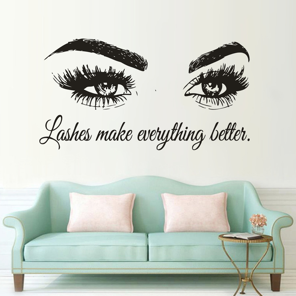 Eyelashes Vinyl Wall Decal Bea - Beauty Makeup Quotes reseña y precio