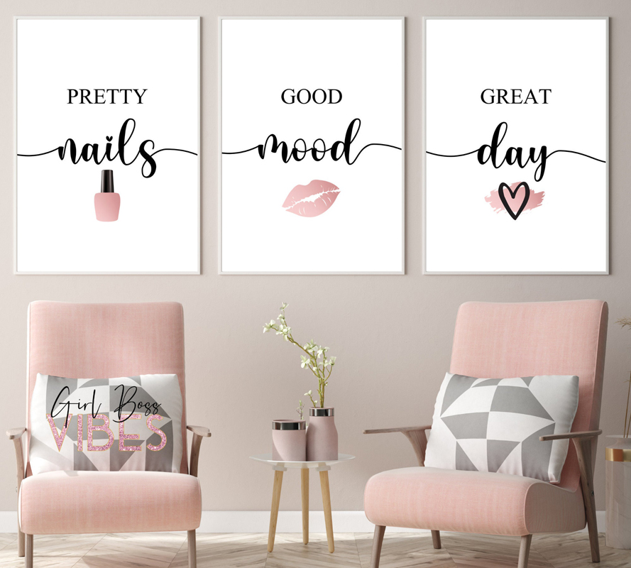 Nordic Pink Woman Red Lip Nail - Beauty Makeup Quotes reseña y precio
