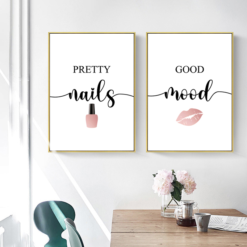 Nordic Pink Woman Red Lip Nail - Beauty Makeup Quotes reseña y precio