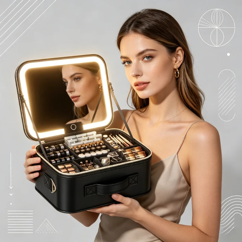 High-End Illuminated Makeup Ca - Beauty Makeup Box Set reseña y precio