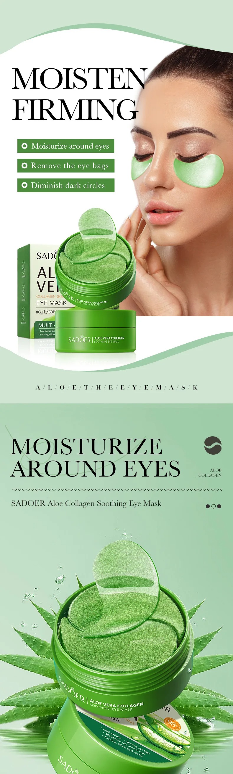 60pcs Aloe Vera Collagen Eye M - Collagen Eye Patch reseña y precio