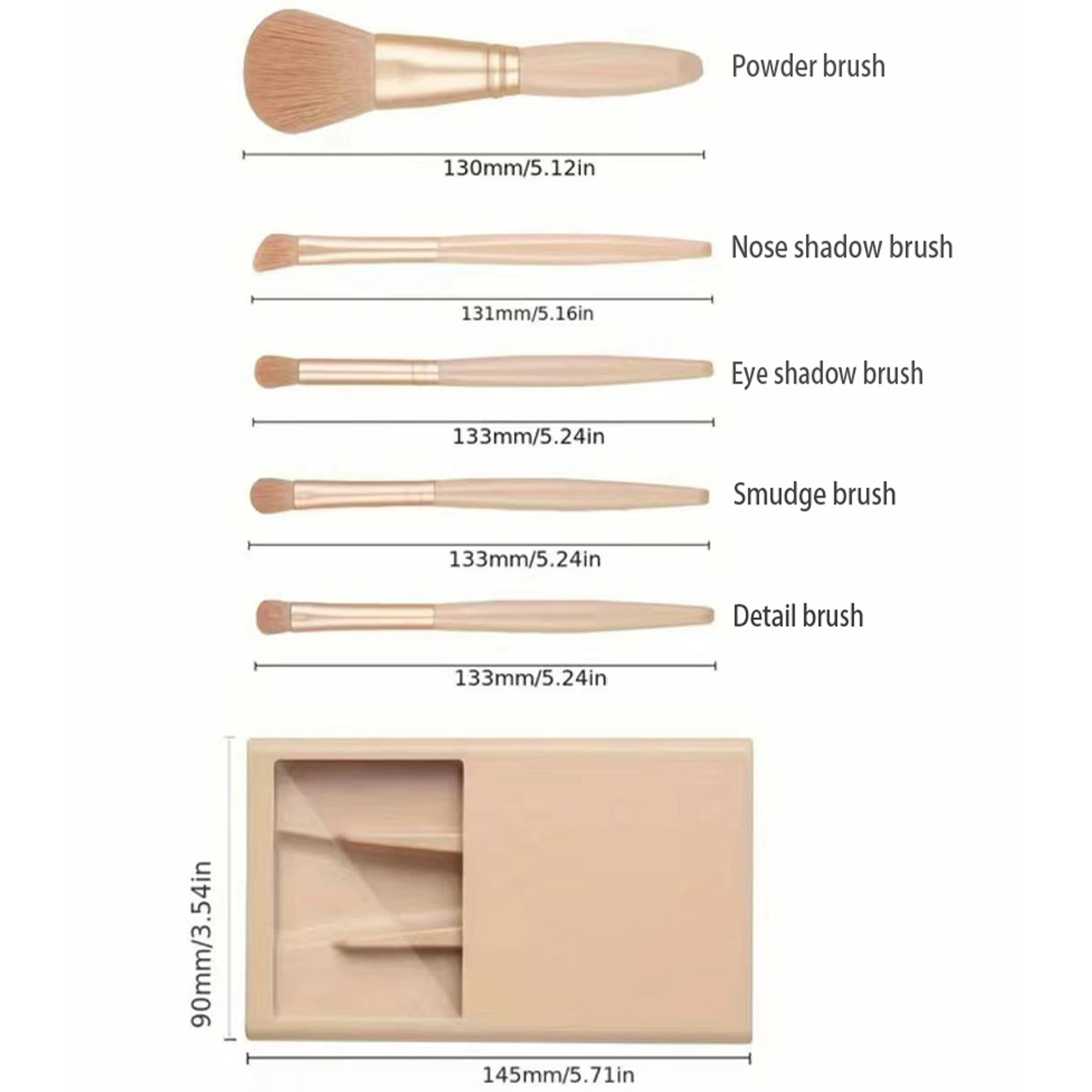 5pcs Cosmetic Brush Kit With M - Beauty Makeup Box Set reseña y precio